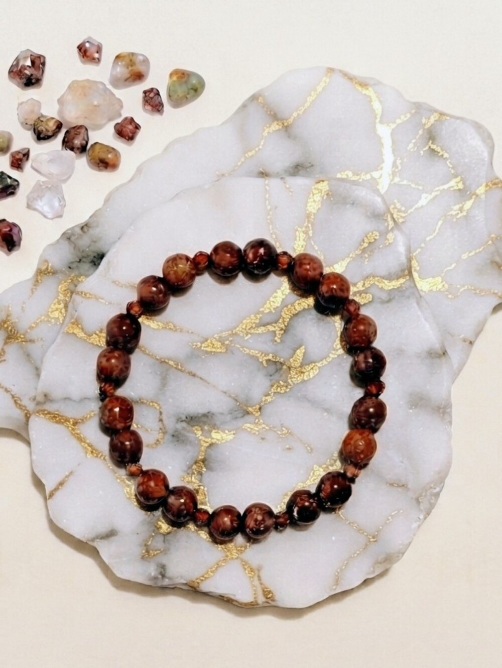 Strawberry Orange Quartz/Hessonite Garnet Bracelet